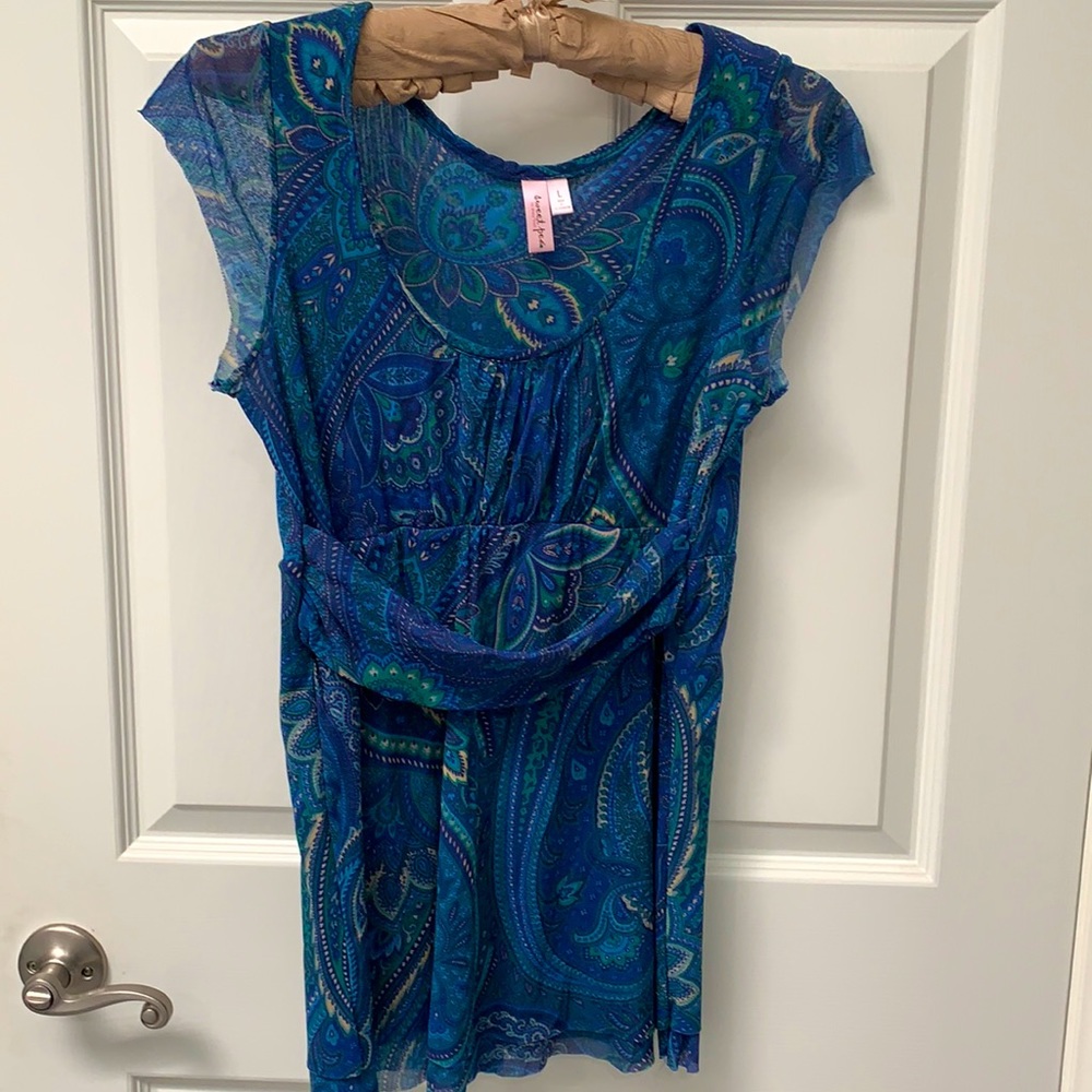 Beautiful blue and green Paisley gauzy top